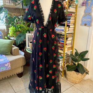 Blue Asymmetrical Plunge Sundress for Cocktail